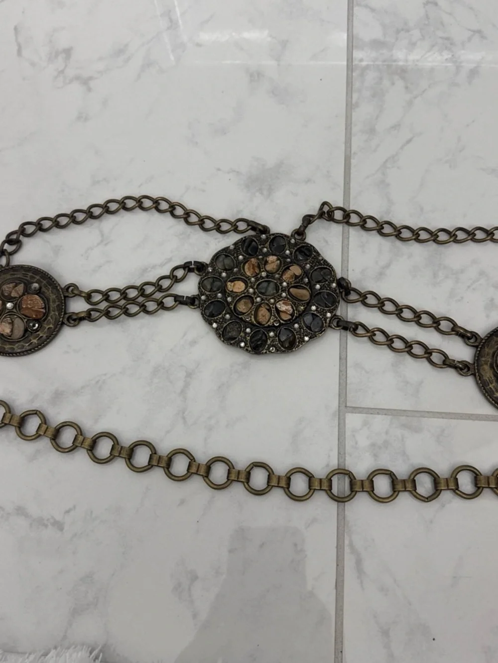 Bohemian Bronze-Tone Floral Medallion Belt